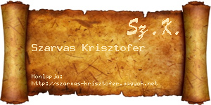 Szarvas Krisztofer névjegykártya